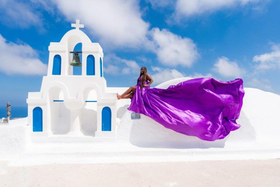 Flying Dress Dream Photoshoot Santorini