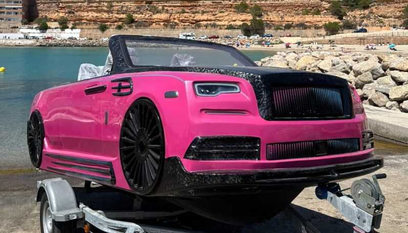 RENT a Pink Rolls Royce Waterboat Car in Mallorca
