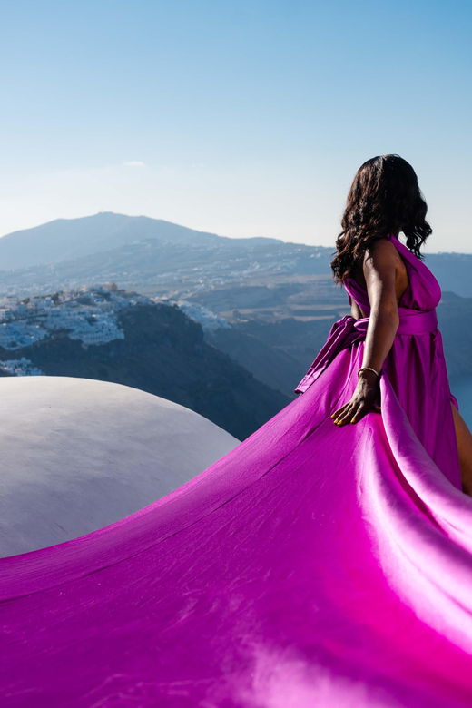 Santorini Flying Dress Photoshoot