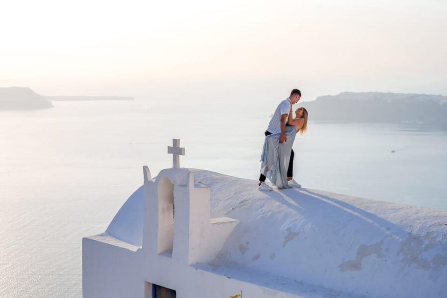 Santorini Photoshoot With Blue Domes & Caldera View