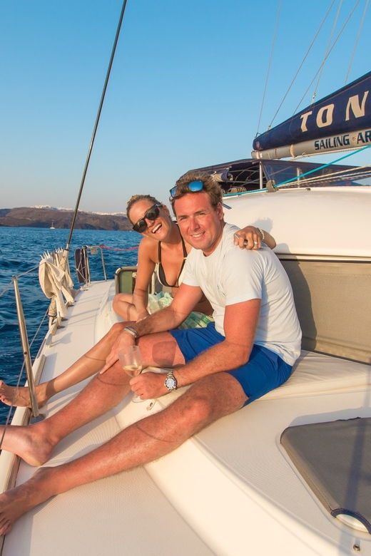 Santorini: Private Catamaran Cruise With Food & Drinks