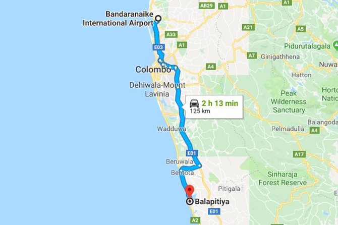Colombo Airport (CMB-BIA) Taxi Transfer to Balapitiya Hotels - Booking Information