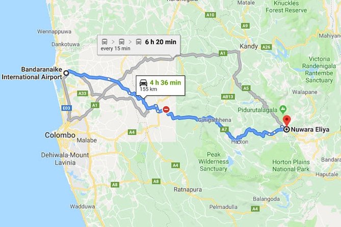 Colombo Airport (CMB) to Nuwara Eliya City Private Transfer - Flexible Cancellation