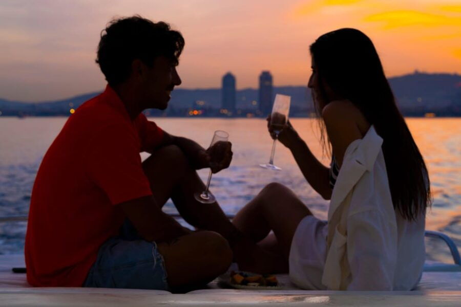 Barcelona: Sailing Boat Ride With Sunset, Wine and Snacks
