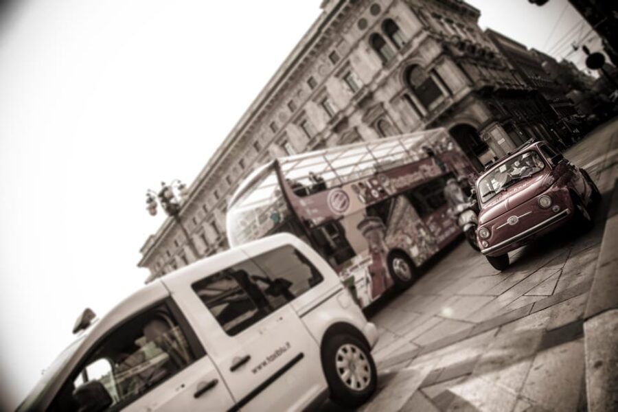 Milan: Grand Tour by Vintage Red Fiat 500 (4 Hs, 4 Stops)