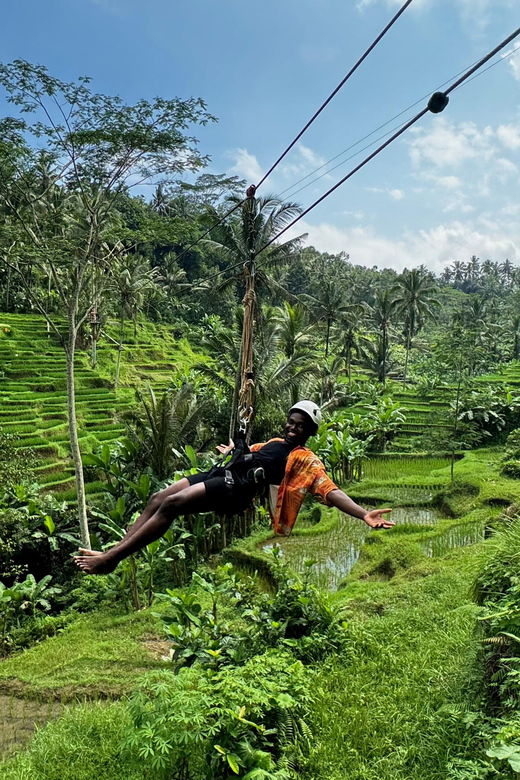 Ubud Zipline Swing SkyBike in Bali Rice Terrace Private Tour