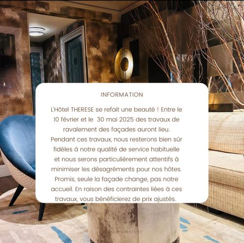 Thérèse Hotel - Points About Your Stay