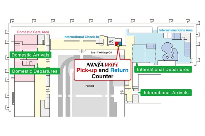 Unlimited WiFi Router in Kansai Airport Terminal 2 Pickup - Overview and Location