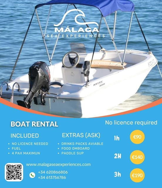 Boat Without License for Rent in Málaga Capital, Playa Del Palo - Rental Details
