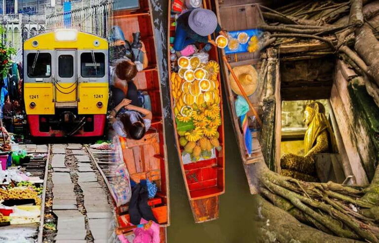 Private: Damnoen Saduak Floating Market, Railway, Wat & More