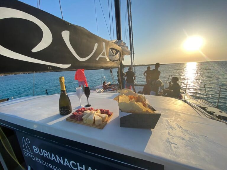 aperitifs at sunset on the Stintino catamaran burianaCharter