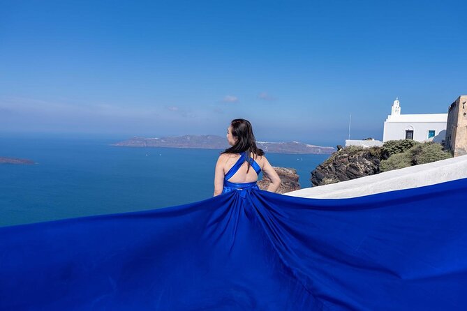 Dreamy Flying Dress Photoshoot in Santorini