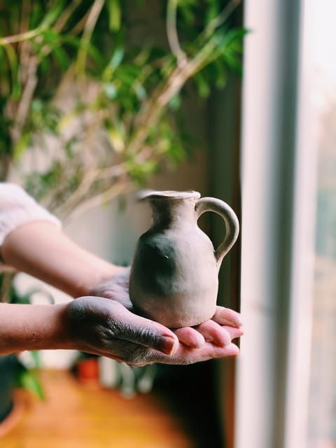 Exclusive pottery experience for couple with wine and snacks