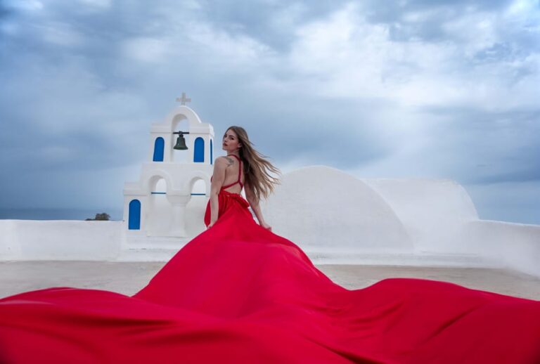Flying Dress Photography in Oia, Santorini