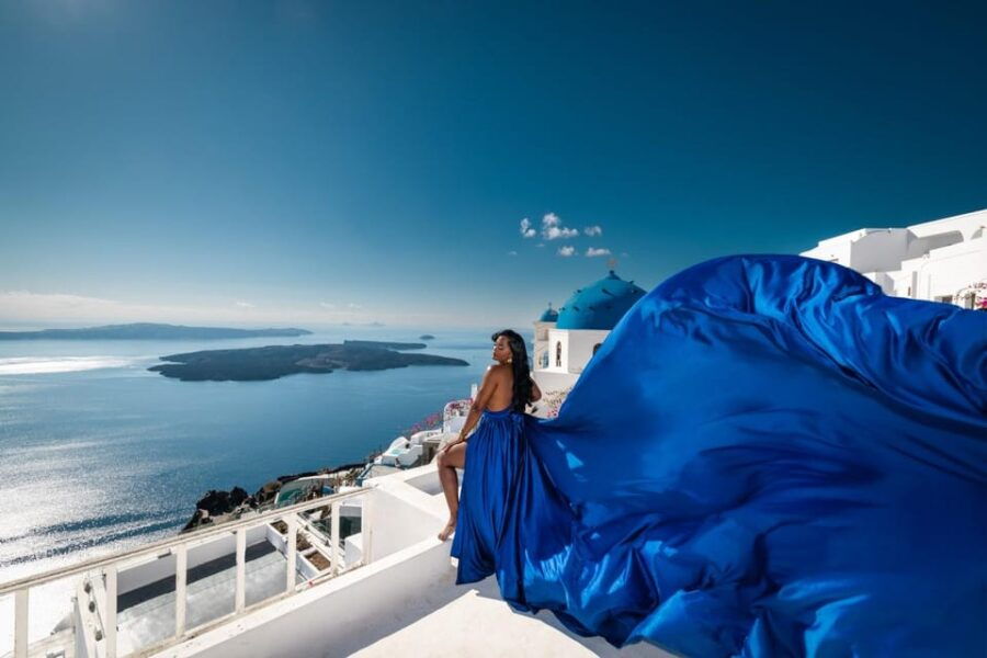Flying dress Photoshoot in Santorini with Hotel Pickup - What to Expect from the Experience