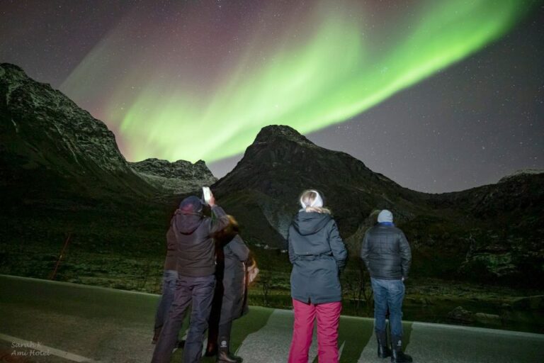 From Tromsø: Aurora Minibus Chase with Portrait and Hot Meal