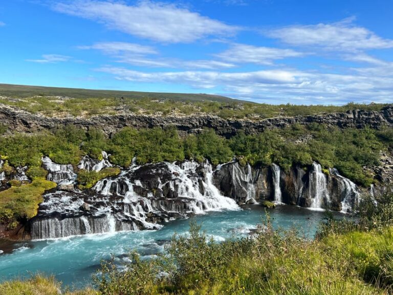 Hraunfossar, Barnafoss+Hvamsvik hot spring Private tour