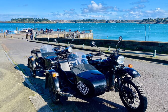 The Emerald Coast and Cancale in vintage sidecar with driver