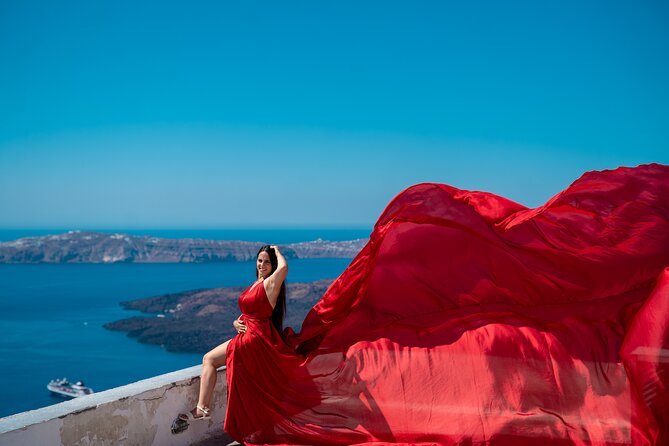 Flying Dress Photoshoot in Oia Private entry to Blue Dome - Practical Details