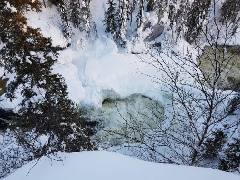 Oulanka National Park rapids with snowshoes