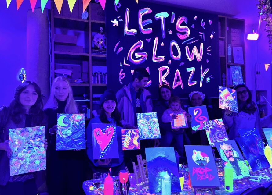 Rome: Fluorescent Painting in artist's studio with Fine Wine - The Details: Materials, Guides, and Atmosphere