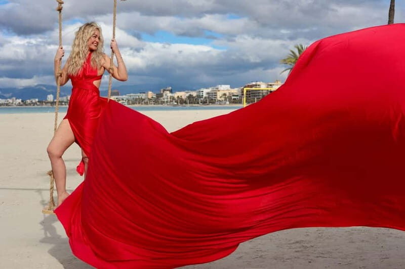 Flying Dress Photo Shoot in Mallorca elegant pictures by the sea, cathedral - Exploring the Experience in Depth