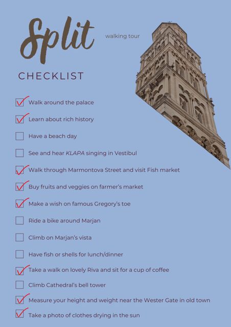 Relaxing walking tour Split - Detailed Breakdown of the Itinerary