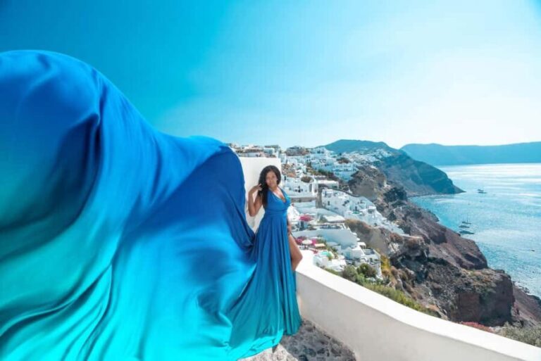 Santorini: Oia Flying Dress Photoshoot by SokoLOVE - Exploring Oia’s Most Photogenic Corners