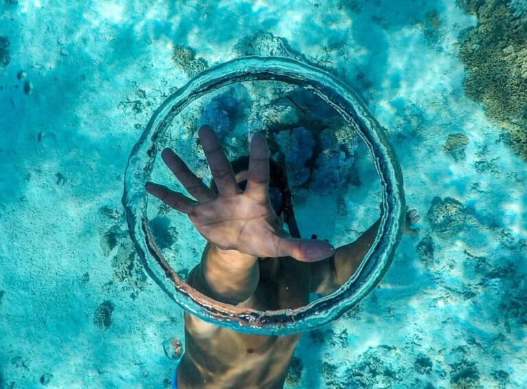 Apetahi day trip around Raiatea on a modern outrigger canoe - Snorkeling at Nao Nao Coral Garden