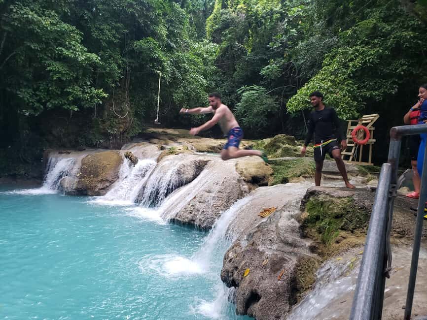 From Ocho Rios: Blue Hole Secret Waterfall & Highlight Tour - Transportation, Duration, and Group Size