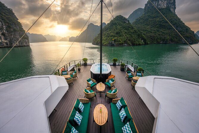 The Halong Catamaran Premium Cruise Day Trip, Outdoor Jacuzzi - Arriving at Tuan Chau Marina & the Welcome