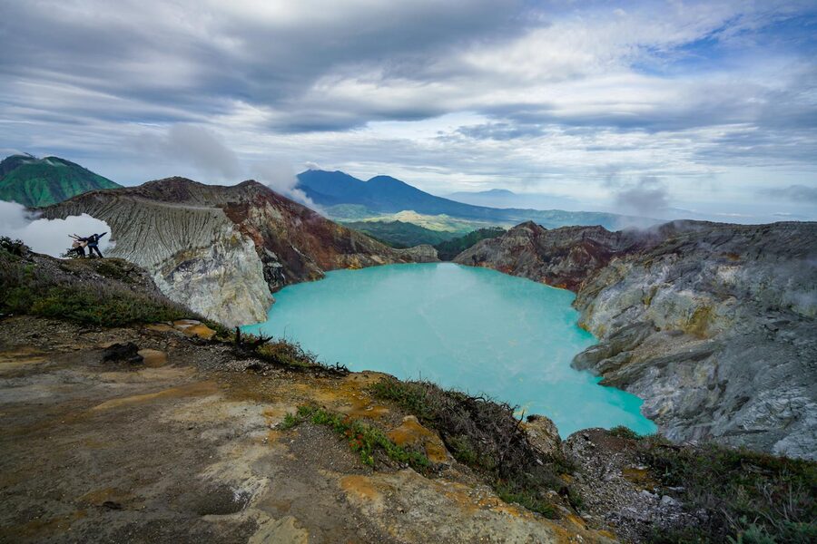 Kawah Ijen turquoise crater lake from the rim