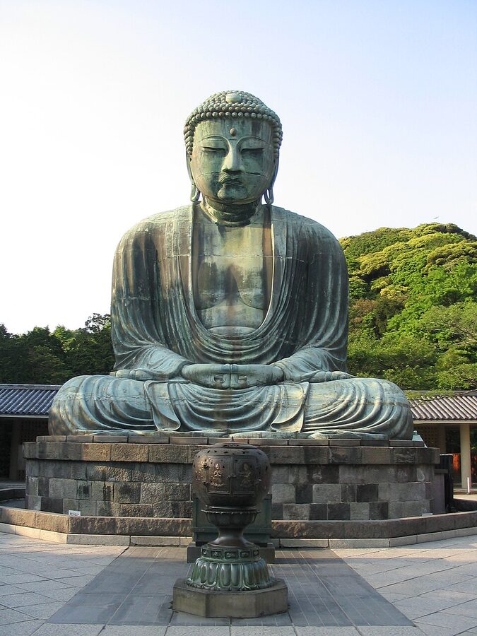 Historic 1885 photograph of the Great Buddha at Kamakura
