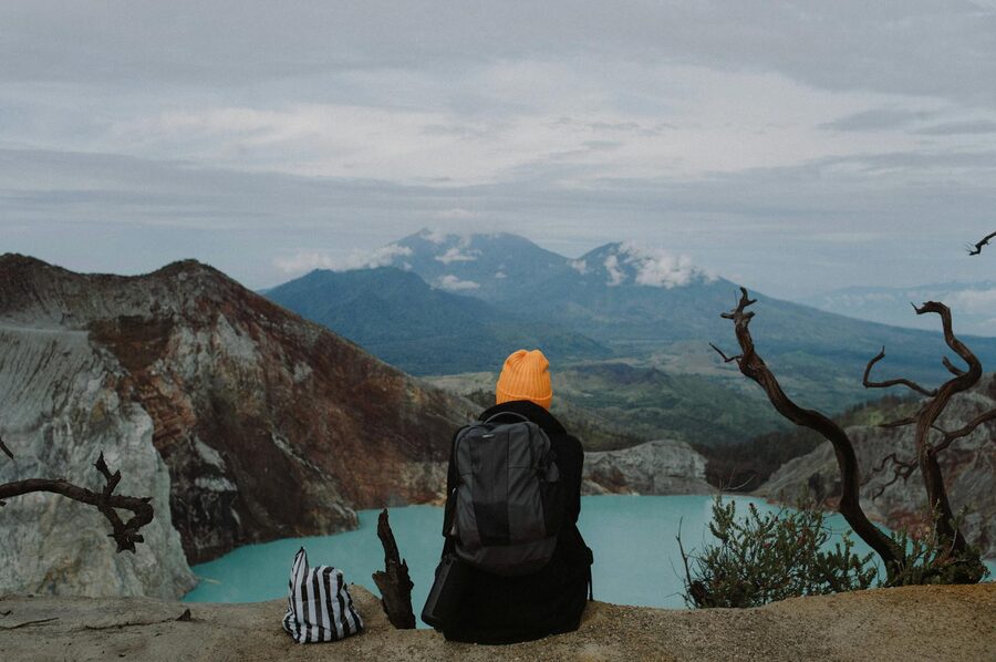 Steam rising from Ijen crater