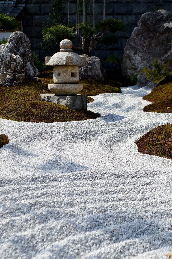 The rock garden courtyard at Hase-dera, quieter than the main Kannon hall