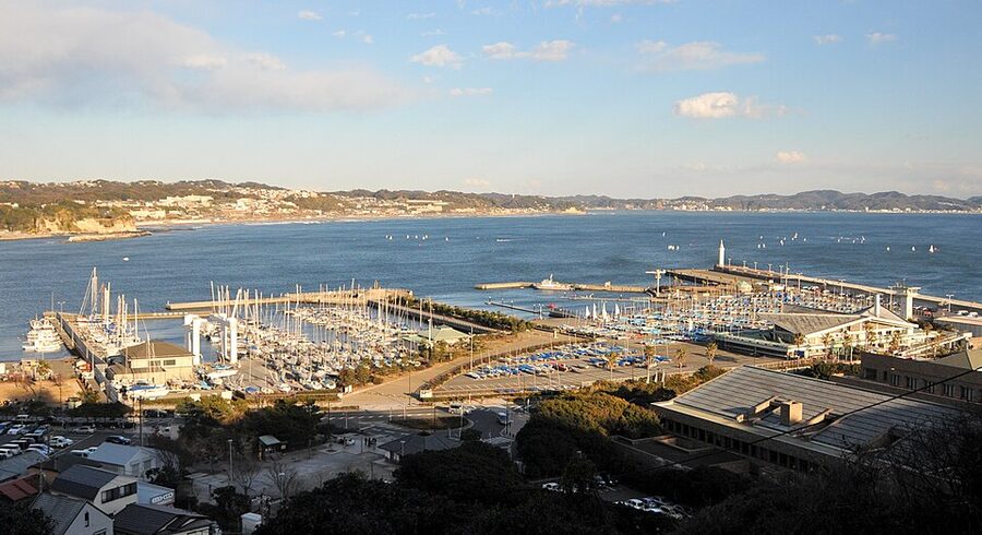 Enoshima's yacht harbour, the 1964 Olympic sailing venue on the east side of the island