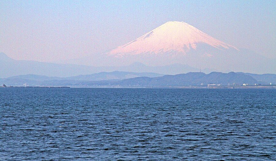 Mount Fuji seen from Enoshima island on a clear day