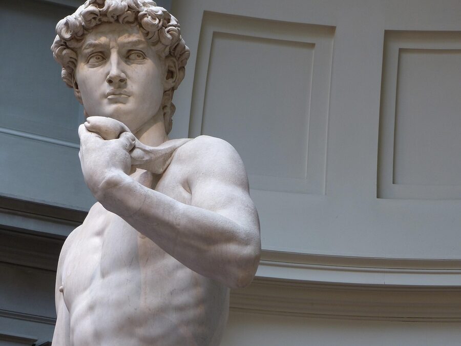 David marble statue inside the Accademia in Florence