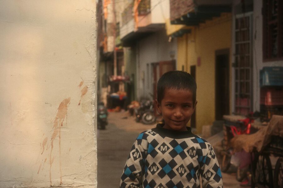 Young boy on a street in Agra India