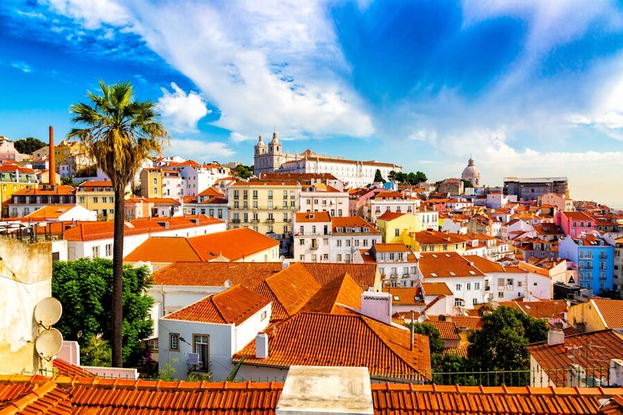 Alfama rooftops and historic architecture in Lisbon