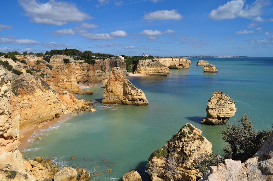 Praia da Marinha cliffs and turquoise water, Algarve