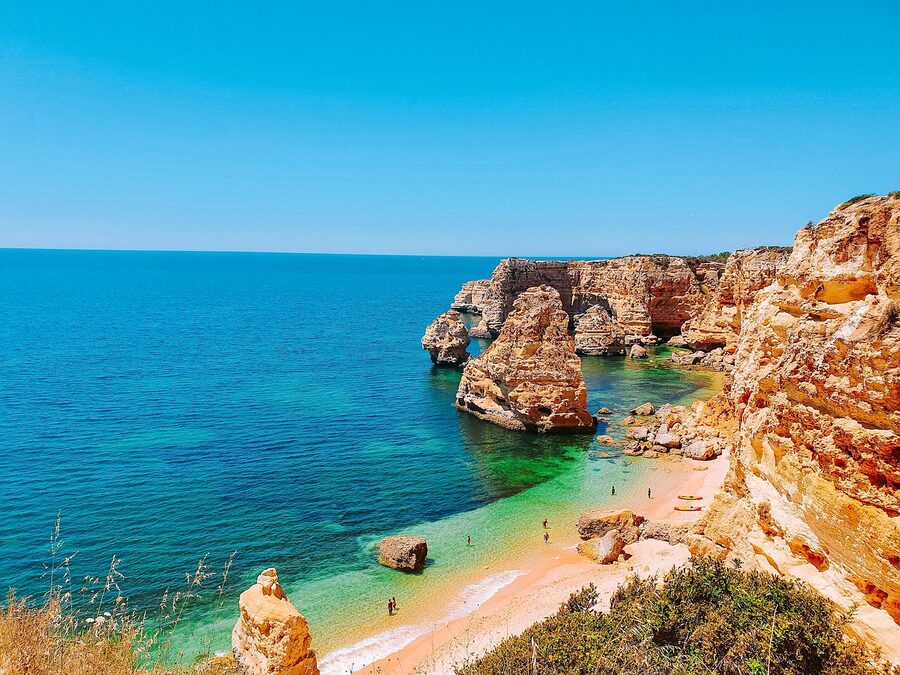 Praia da Marinha cliffs and beach, Lagoa Algarve