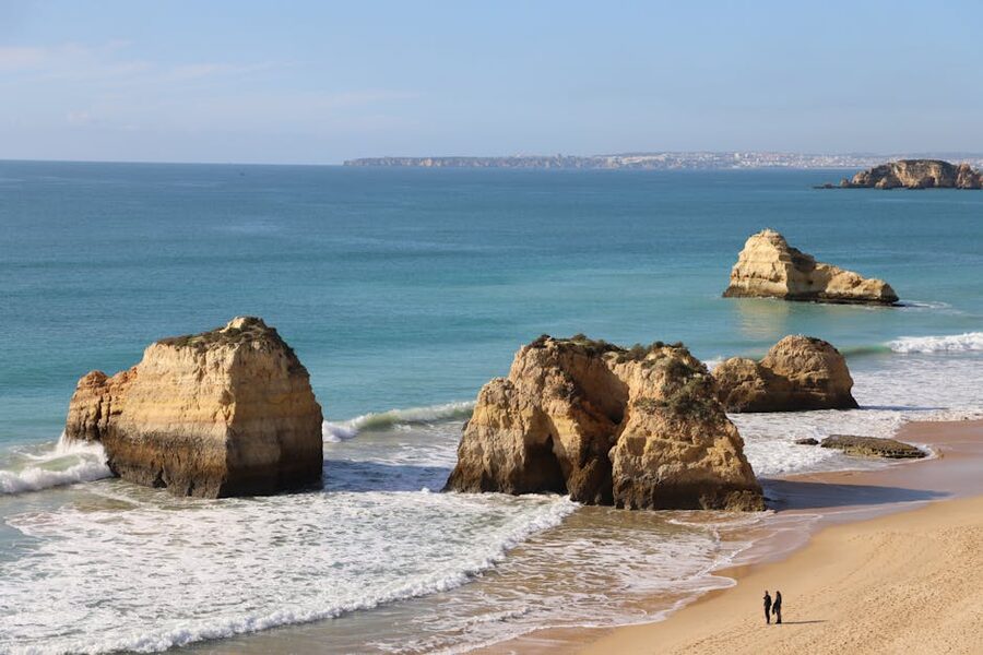 Praia da Rocha beach with cliffs, Portimão Algarve