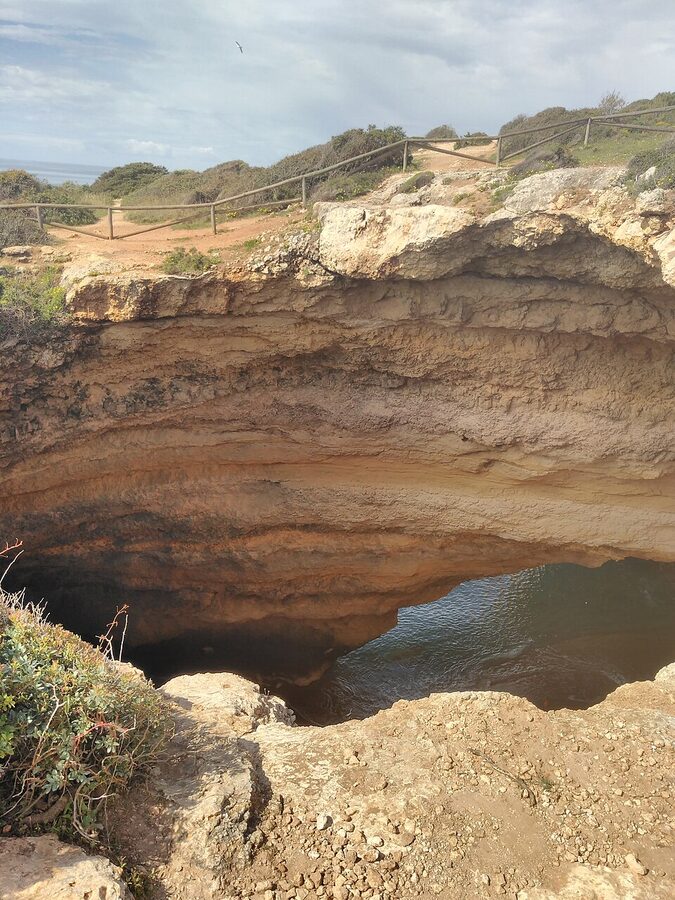 Benagil cave skylight seen from above, Algarve
