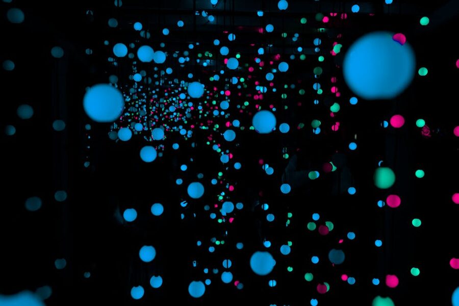 LED light spheres installation AMAZE Amsterdam style