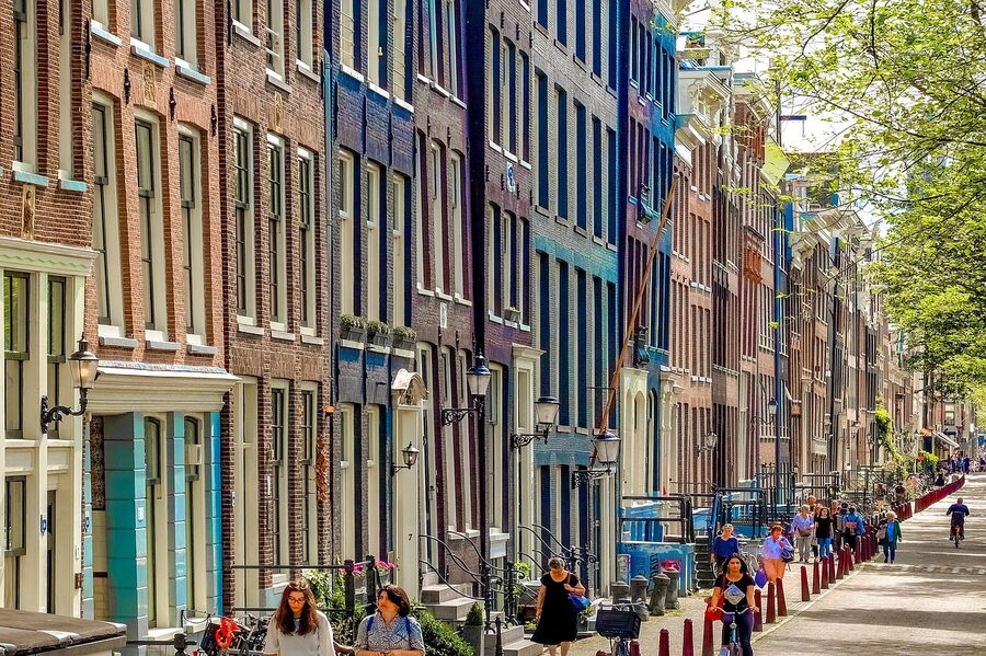 Amsterdam Jordaan street with bicycles