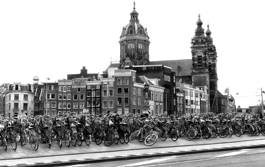 Amsterdam tourist bike countryside view