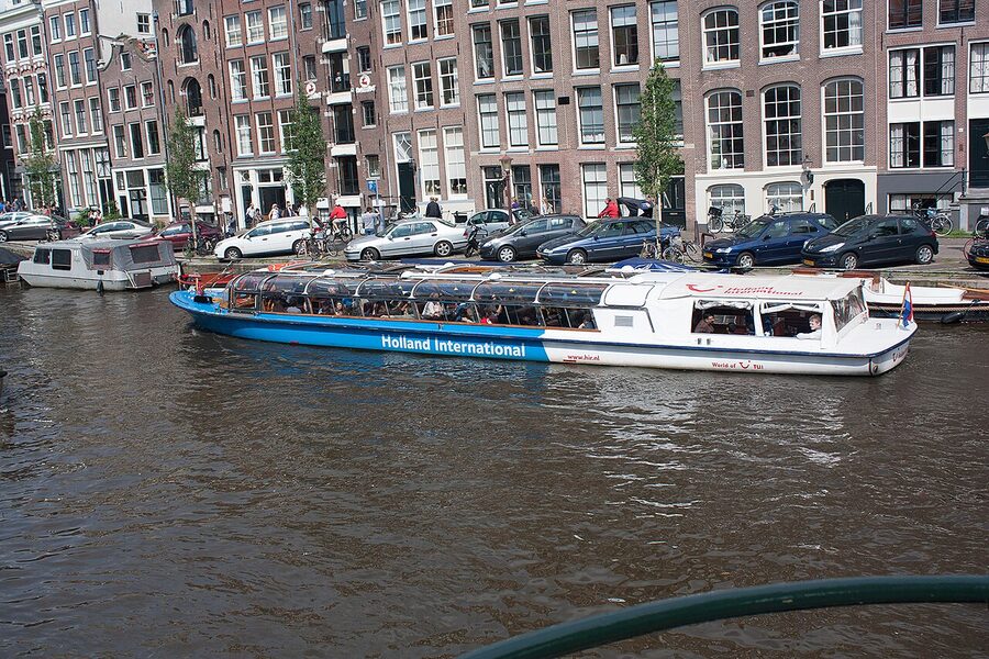 Amsterdam glass roof canal boat