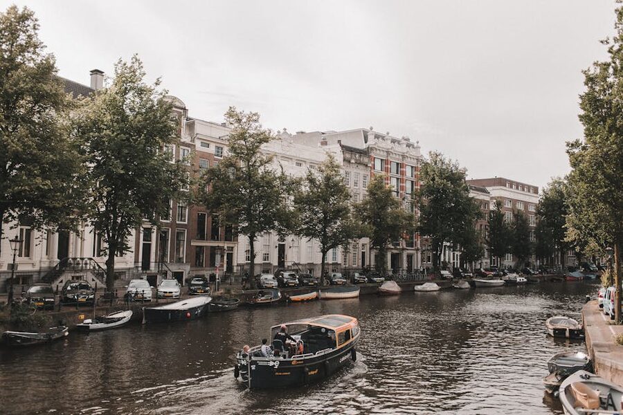 Amsterdam wooden open canal boats