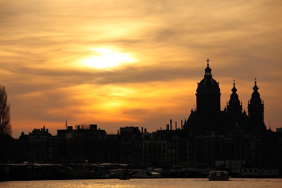 Amsterdam classic open canal boat